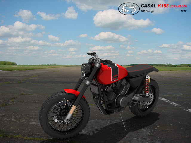 HR44 - K188 Scrambler motorcycle With a few minor cosmetic changes and behold, the Enduro becomes the Scrambler. By Hr Designs 