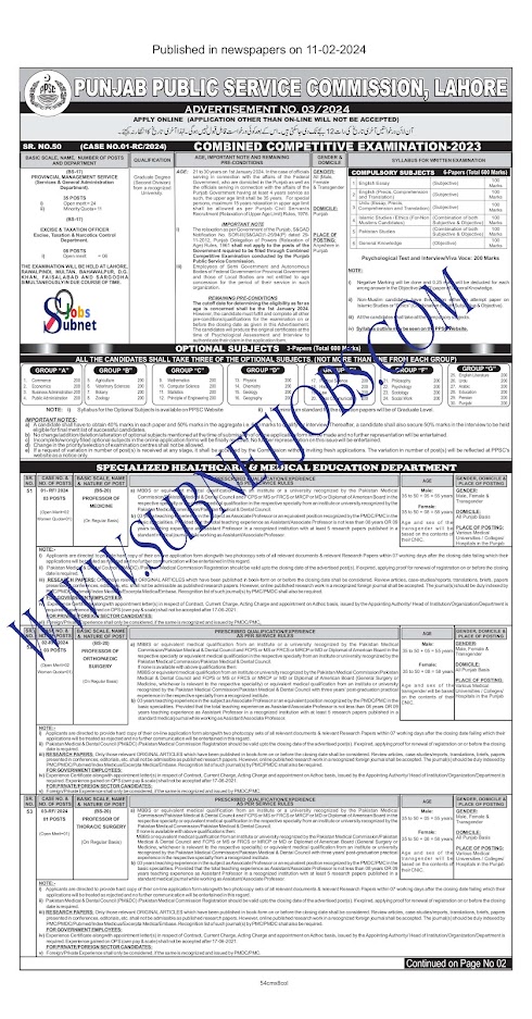 PPSC Punjab Public Service Commission Jobs in Punjab 2024 (3000+ Posts)
