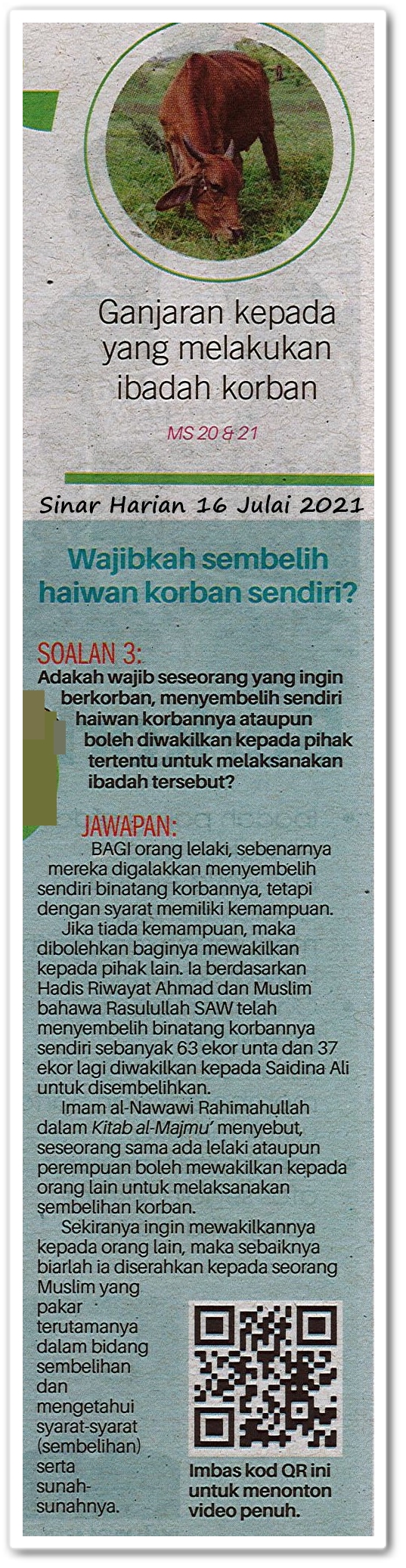 Wajibkah sembelih haiwan korban sendiri?