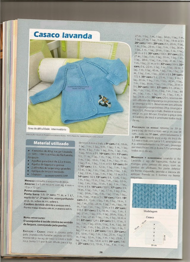 Casaco Lavanda-Receita Em Tricô  Para Bebês