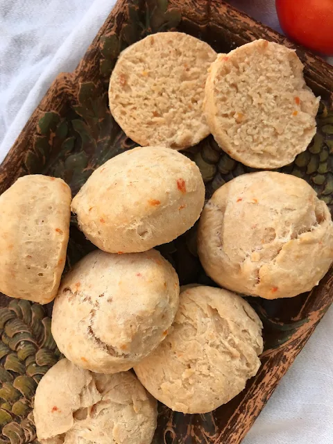 Platter of finished biscuits with one split open.