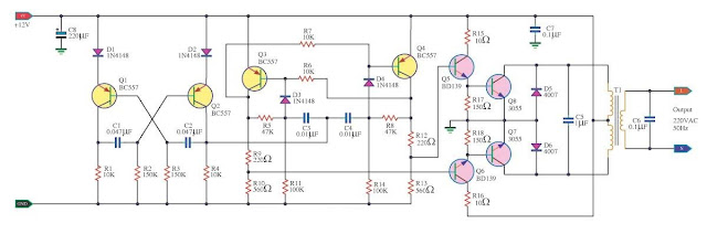 100W Inverter 12V to 220V Circuit Diagram