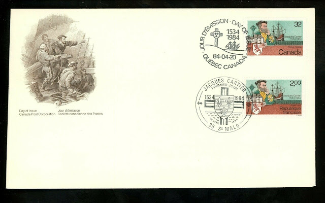 Canada #1011 FDC Jacques Cartier 1984 Dual Joint France #1923