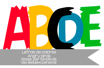 Letras de colores Angry Birds para imprimir 