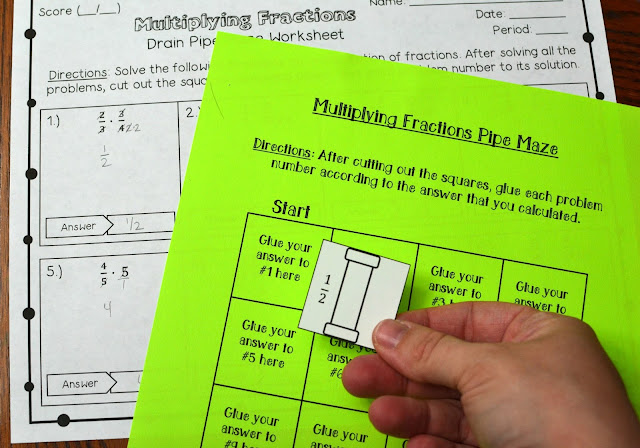 Multiplying Fractions Drain Pipe Maze