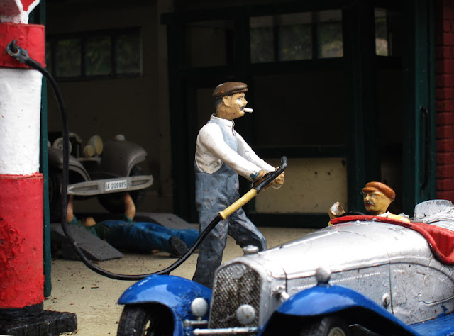 Filling up at an English Garage - Photograph by Tim Irving