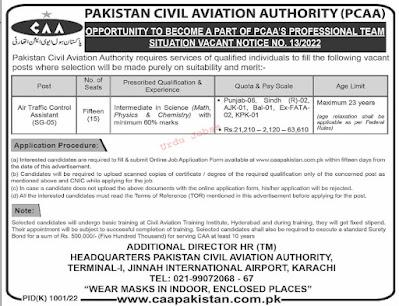 Pakistan Civil Aviation Authority PCAA jobs Advertisement 2022