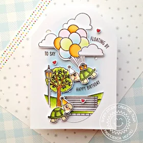 Sunny Studio Stamps: Floating By Turtley Awesome Spring Scenes Spring Showers Birthday Card by Franci Vignoli 