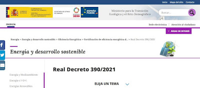 Página del Real Decreto de certificación energética