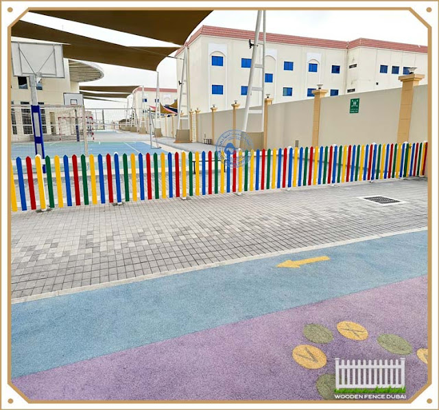 Wooden Multi color School Fence in UAE