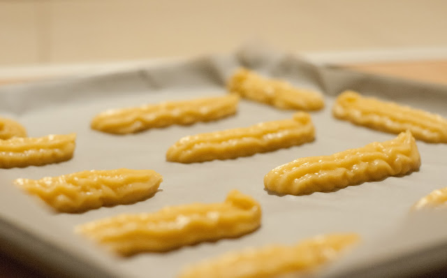 Eclair shells ready for the oven!