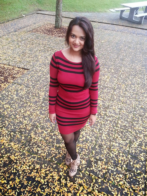 sweater with stripes, sweater dresses, indian girl wearing sweater dress for fall, seattle fall fashions, stylish dresses in winter