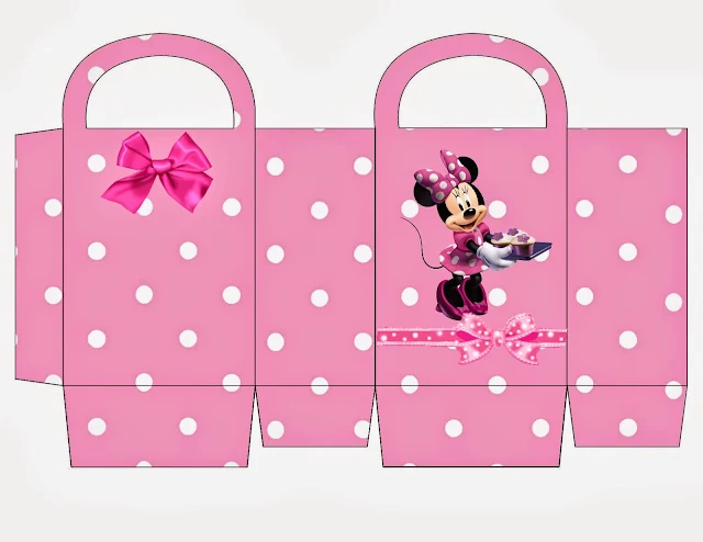 Minnie in Pink with White Polka Dots Free Printable Candy Paper Bag.