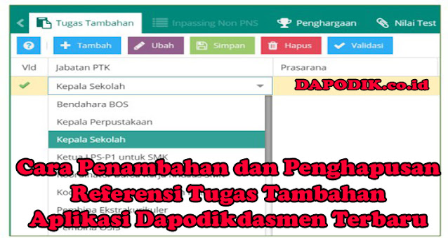 Cara Penambahan dan Penghapusan Referensi Tugas Tambahan Aplikasi Dapodikdasmen Terbaru