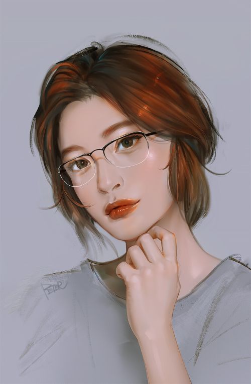 Peter Xiao artstation arte ilustrações pinturas digitais retratos femininos beleza mulheres de óculos