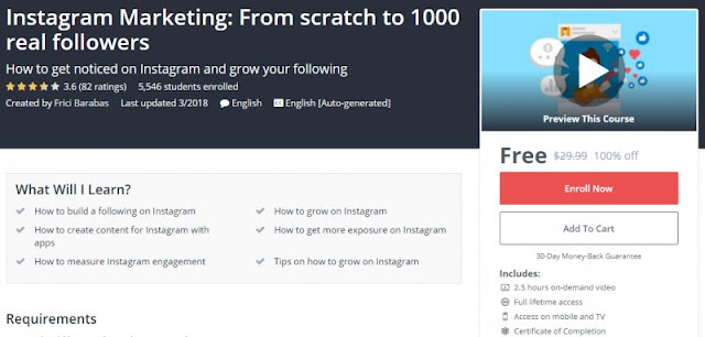 [100% Off] Instagram Marketing: From scratch to 1000 real followers| Worth 29,99$