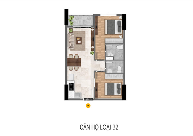 layout nhà mẫu 2 phòng mẫu căn hộ bcons polygon