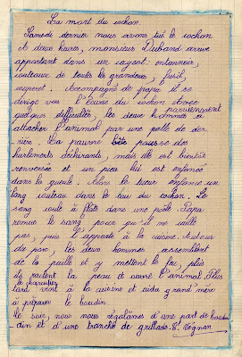 Cahier de roulement fait sur un cahier spécial de devoirs mensuels de cours supérieur, élève V. C., (collection musée)