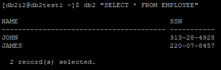 Sample DB2 Table Data