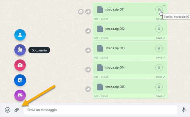 file zip condivisi su whatsapp