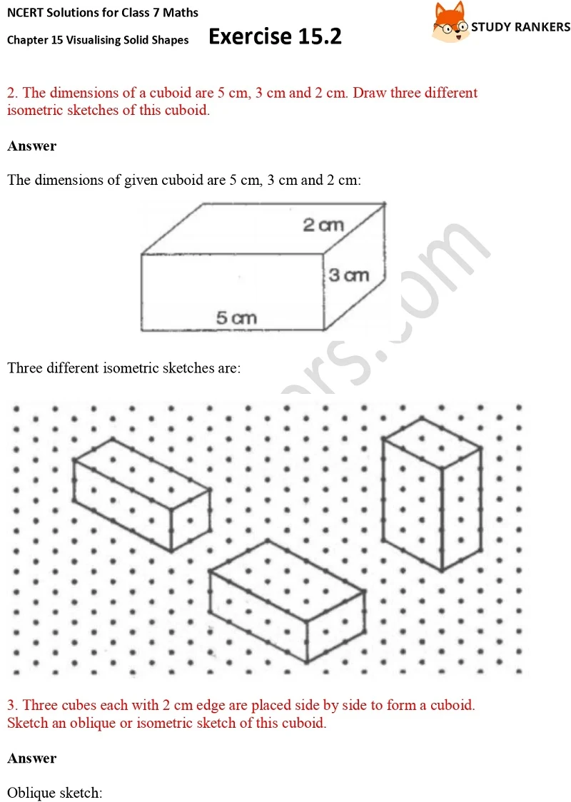 NCERT Solutions for Class 7 Maths Chapter 15 Visualising Solid Shapes Exercise 15.2 Part 2