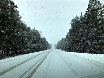 April 16, 2018 Wondering where spring went as I drive in a snow storm.