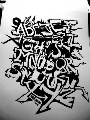 Cool tribal complete (A to Z and the numbers) of graffiti alphabets,