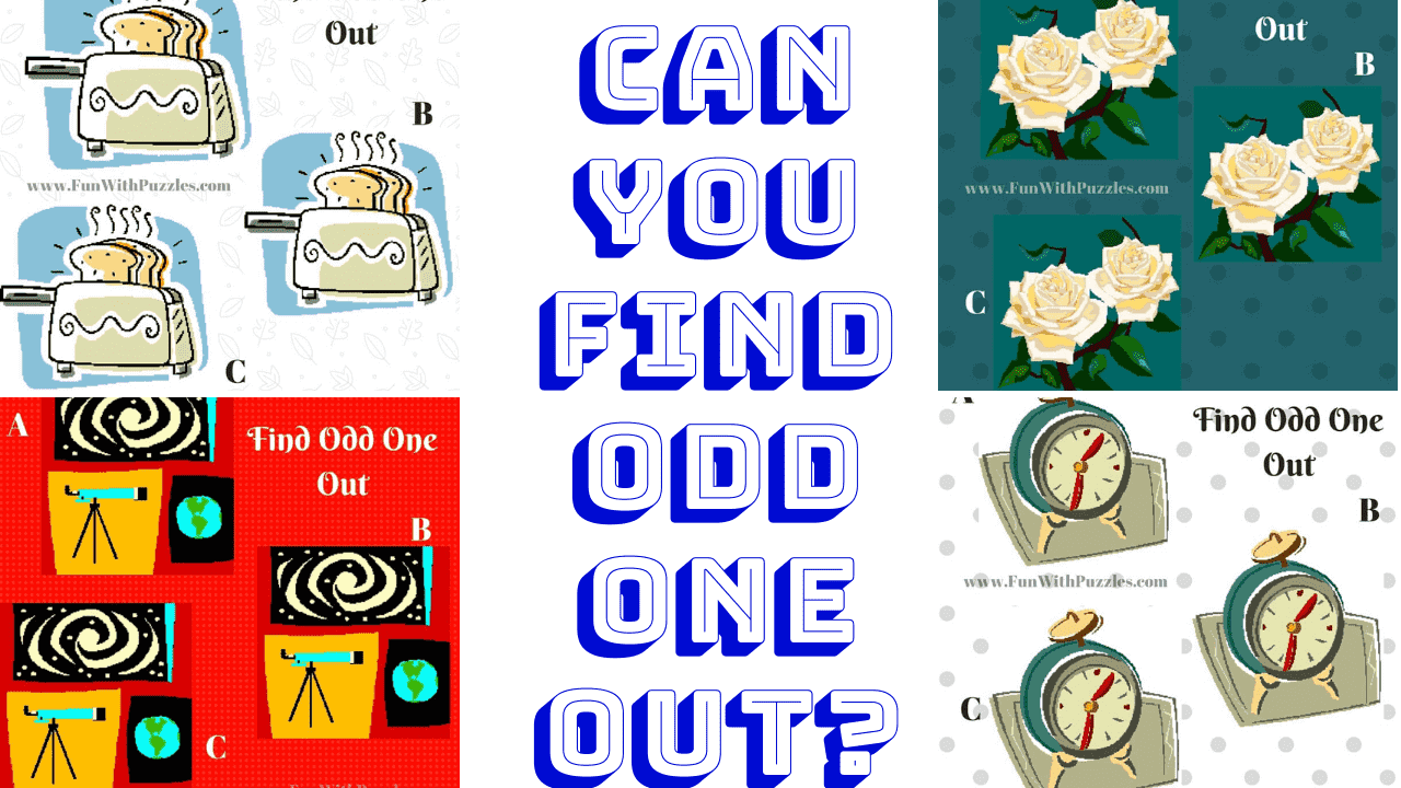 Odd One Out Picture Brain Teasers for Adults with Answers
