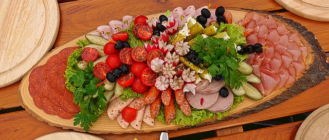 Snack Tray: Meats, Cheese, Peppers, Olives, Tomatoes, Pickles