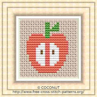 Apple, Free and easy printable cross stitch pattern