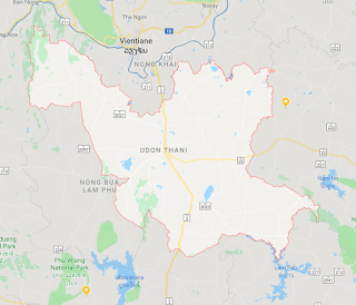 Map of Udon Thani province in Northeast Thailand