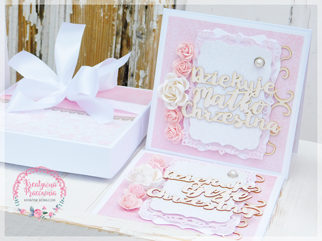 kartka na chrzest, podziękowania dla chrzestnych, scrapbooking