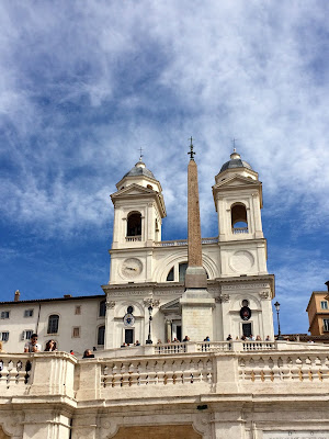 The beautifil white church Trinita dei Monti above the Spanish Steps, Rome, Lazio, Italy