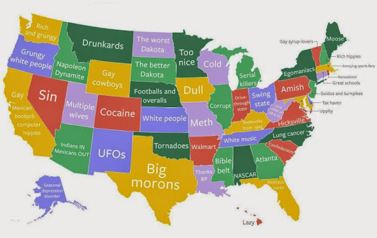 Fun stereotypes by state across the U.S by Brits - Why Americans Don’t Travel Much by Omar Cherif, One Lucky SoulWhy Americans Don’t Travel Much by Omar Cherif, One Lucky Soul