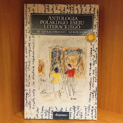 Na półce została zaprezentowana książka pod tytułem Antologia polskiego eseju literackiego: w opracowaniu szkolnym.