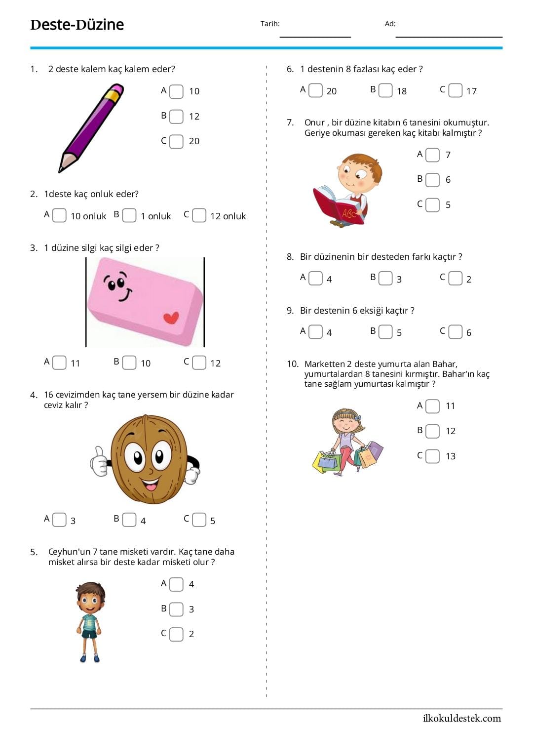 2. Sınıf Matematik Deste Düzine Etkinlik