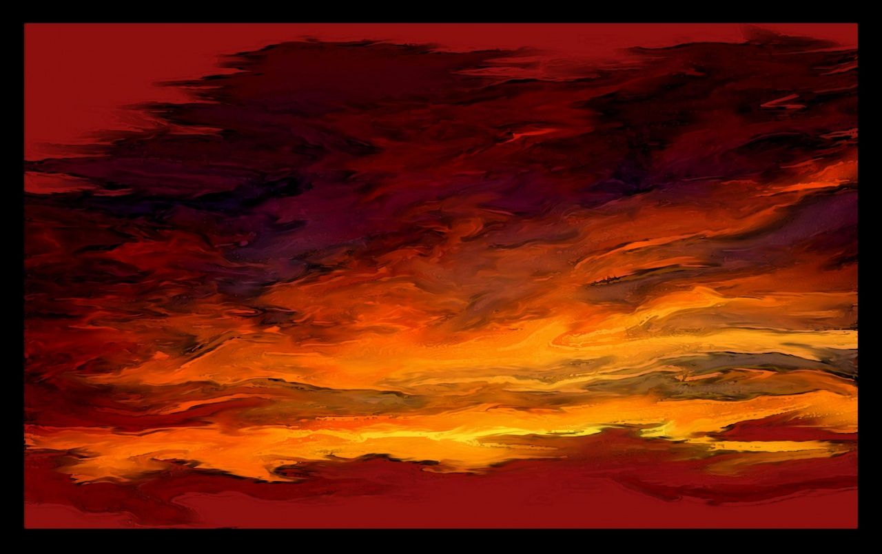 Sunset Abstract Grid Mountain Digital Art 4K