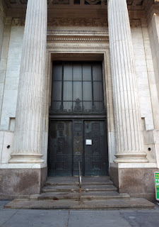 Closeup of entrance of Dime Savings Bank in Downtown Brooklyn