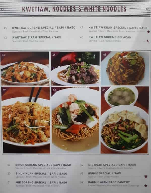 Menu Kwetiaw, Mie, Bihun Resto Anggrek