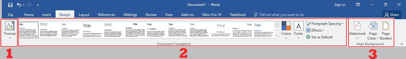 Menu bar Design Microsoft Word 2016