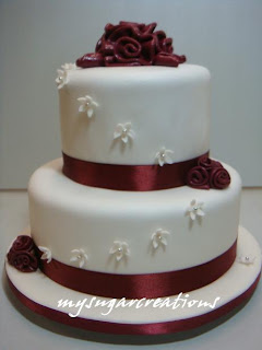 My Sugar Creations 001943746 M Maroon  Themed Wedding  Cake 