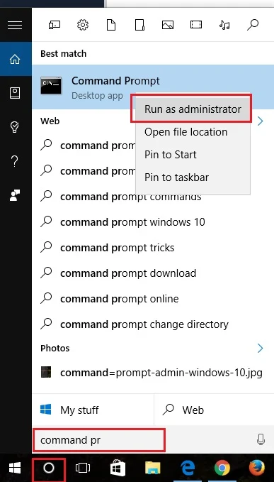 Command prompt- run as administrator