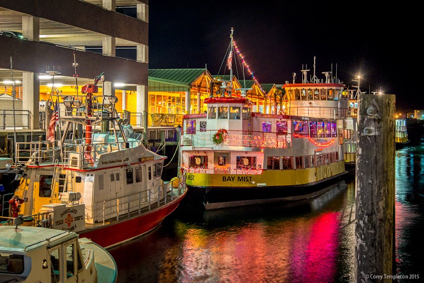 Portland, Maine USA December 2015 photo by Corey Templeton. The Bay Mist, a Casco Bay Lines ferry, all decked out for the holidays.