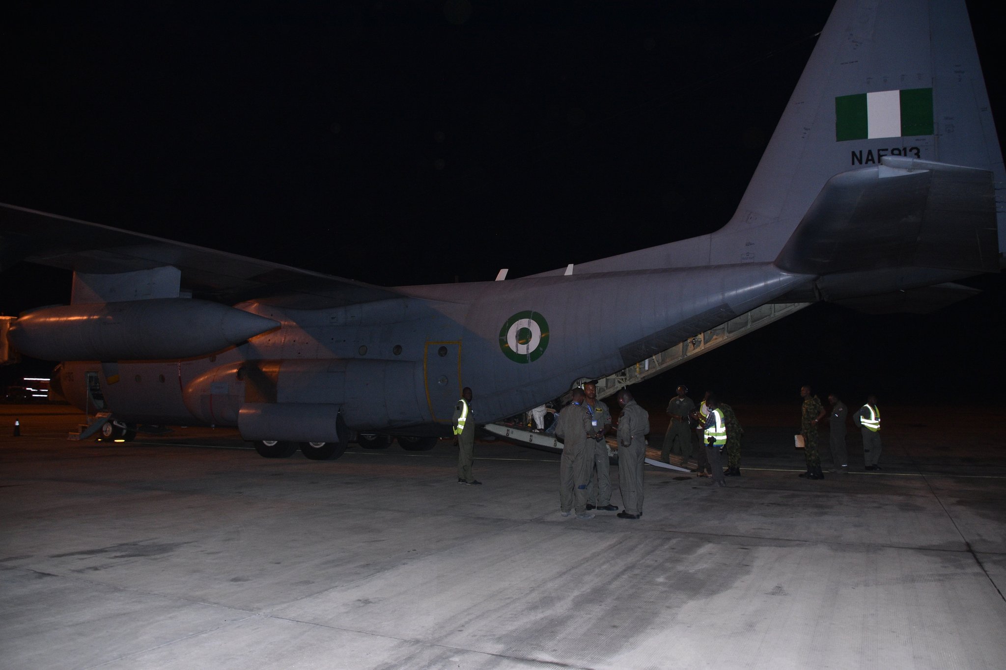 Chairman Nigerians in Diaspora Commission (NIDCOM), Abike Dabiri-Erewa, receives Nigerian evacuees from war-torn Sudan as they arrive at the Nnamdi Azikiwe International Airport, Abuja via NAF C 130 and Air Peace, on Wednesday 3 May, 2023 at about 2340hrs