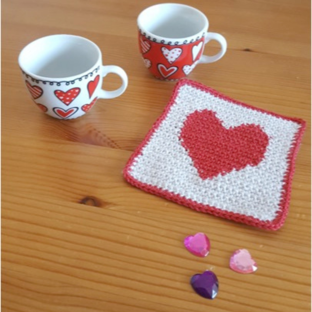 Heart crochet coasters for Valentine's Day