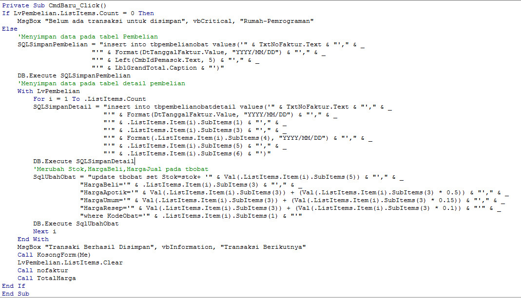 Aplikasi Pembelian Barang Dengan Visual Basic 6.0