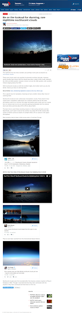 article from Global News by Nicole on noctilucent clouds