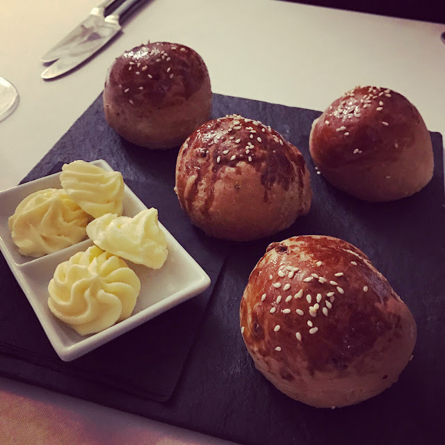 Freshly baked bread rolls at The Blue Grill, Thoresby Hall, Nottinghamshire 