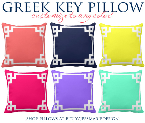 Jessica Marie Design Blog: Greek Key Pillows: Customize to ANY Color!