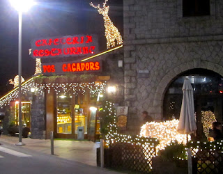 Restaurant at Night in Old Quarter Andorra la Vella